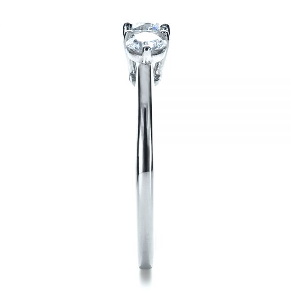 Platinum And Platinum Platinum And Platinum Custom Three Stone Diamond Engagement Ring - Side View - 1196