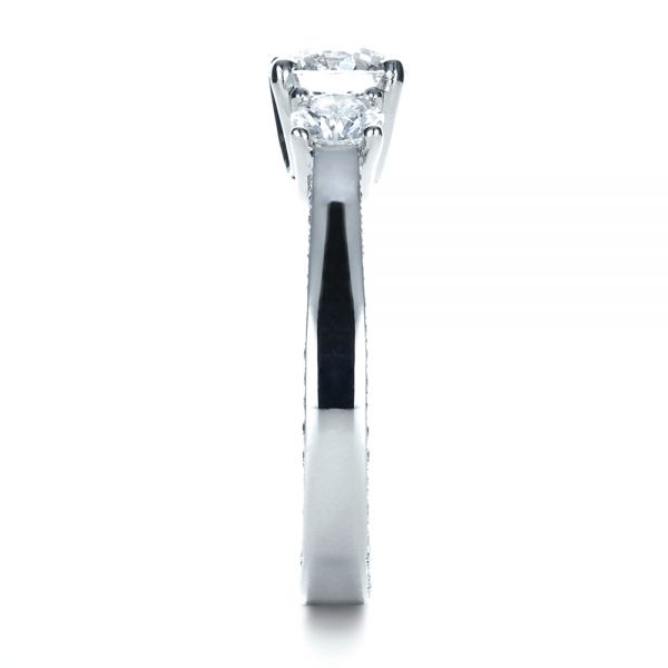 Platinum Custom Three Stone Diamond Engagement Ring - Side View - 1393