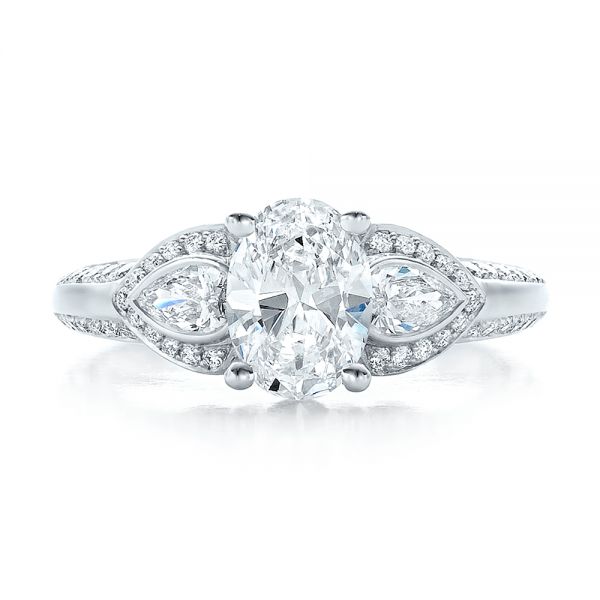  Platinum Platinum Custom Three Stone Diamond Engagement Ring - Top View -  100279