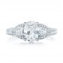 14k White Gold Custom Three Stone Diamond Engagement Ring - Top View -  100279 - Thumbnail