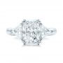  Platinum Custom Three Stone Diamond Engagement Ring - Top View -  100803 - Thumbnail