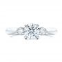 18k White Gold 18k White Gold Custom Three Stone Diamond Engagement Ring - Top View -  102039 - Thumbnail