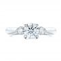 14k White Gold 14k White Gold Custom Three Stone Diamond Engagement Ring - Top View -  102039 - Thumbnail