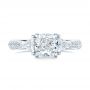 14k White Gold Custom Three Stone Diamond Engagement Ring - Top View -  102091 - Thumbnail