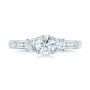 14k White Gold Custom Three-stone Diamond Engagement Ring - Top View -  102131 - Thumbnail
