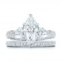  Platinum Custom Three Stone Diamond Engagement Ring - Top View -  102353 - Thumbnail
