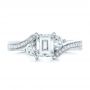 14k White Gold Custom Three Stone Diamond Engagement Ring - Top View -  102391 - Thumbnail