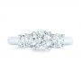 14k White Gold Custom Three Stone Diamond Engagement Ring - Top View -  102540 - Thumbnail