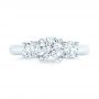 14k White Gold Custom Three Stone Diamond Engagement Ring - Top View -  102540 - Thumbnail