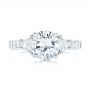  Platinum Custom Three Stone Diamond Engagement Ring - Top View -  102807 - Thumbnail