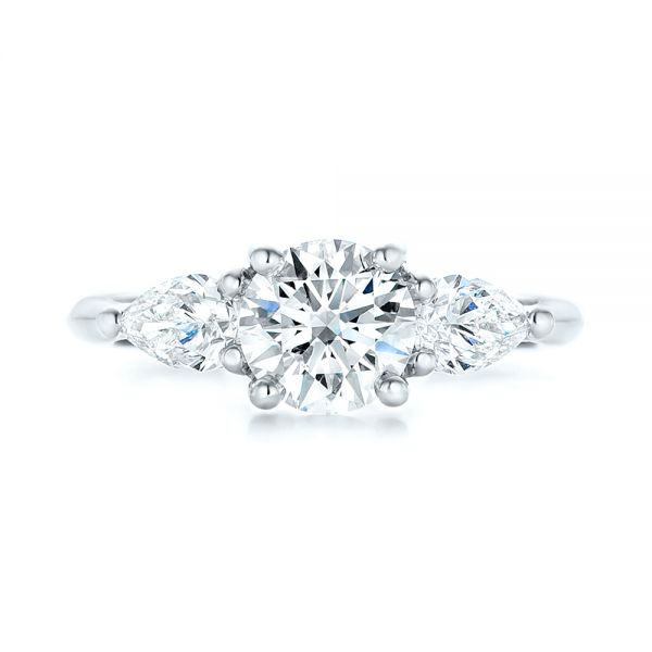 18k White Gold 18k White Gold Custom Three Stone Diamond Engagement Ring - Top View -  102898