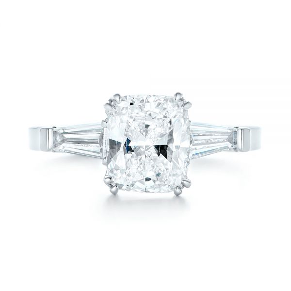 14k White Gold 14k White Gold Custom Three Stone Diamond Engagement Ring - Top View -  102964