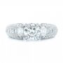  Platinum Custom Three Stone Diamond Engagement Ring - Top View -  103004 - Thumbnail