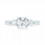  Platinum Custom Three Stone Diamond Engagement Ring - Top View -  103009 - Thumbnail