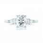 14k White Gold 14k White Gold Custom Three Stone Diamond Engagement Ring - Top View -  103035 - Thumbnail