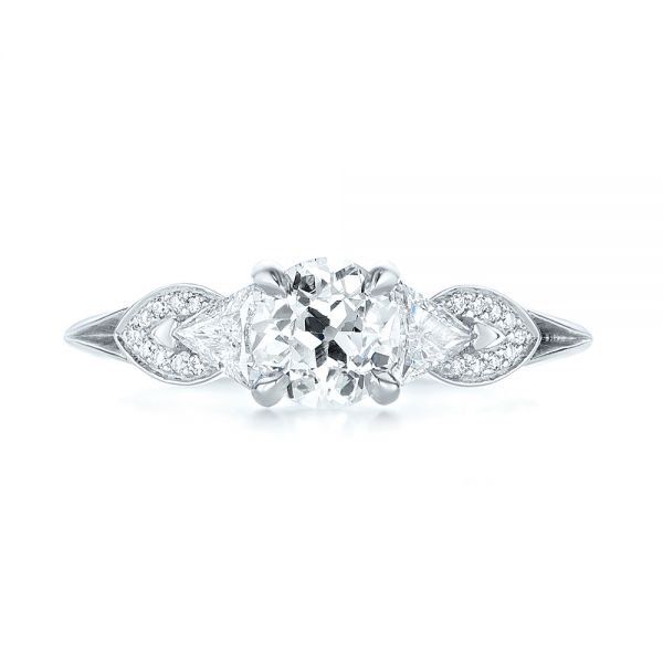  Platinum Custom Three Stone Diamond Engagement Ring - Top View -  103839