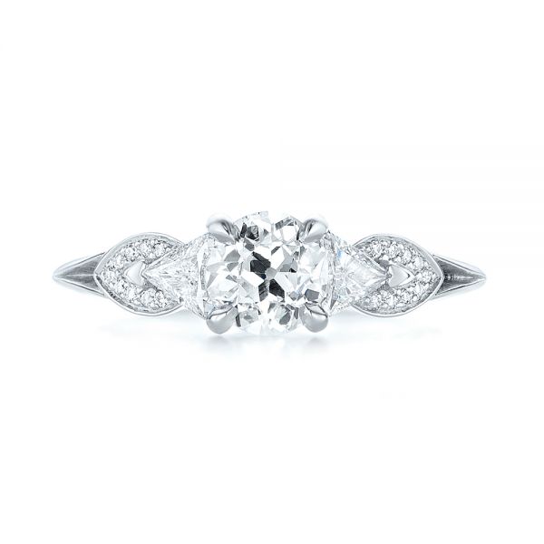 14k White Gold 14k White Gold Custom Three Stone Diamond Engagement Ring - Top View -  103839