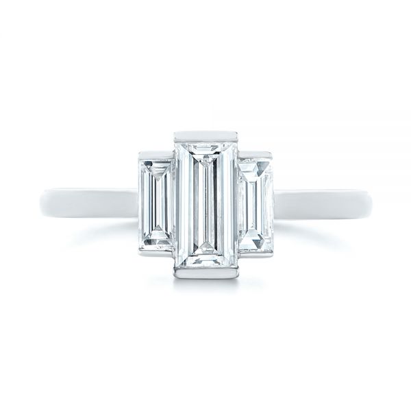 18k White Gold 18k White Gold Custom Three Stone Diamond Engagement Ring - Top View -  104826