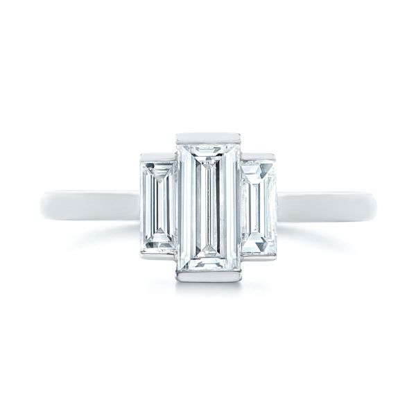 14k White Gold 14k White Gold Custom Three Stone Diamond Engagement Ring - Top View - 104826