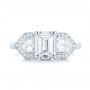 14k White Gold 14k White Gold Custom Three Stone Diamond Engagement Ring - Top View -  104830 - Thumbnail