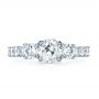 18k White Gold 18k White Gold Custom Three Stone Diamond Engagement Ring - Top View -  1129 - Thumbnail