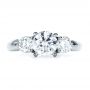 14k White Gold 14k White Gold Custom Three Stone Diamond Engagement Ring - Top View -  1156 - Thumbnail