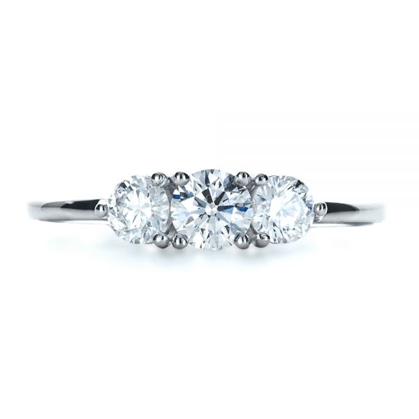 Platinum And 18K Gold Platinum And 18K Gold Custom Three Stone Diamond Engagement Ring - Top View -  1196