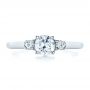 14k White Gold 14k White Gold Custom Three Stone Diamond Engagement Ring - Top View -  1308 - Thumbnail