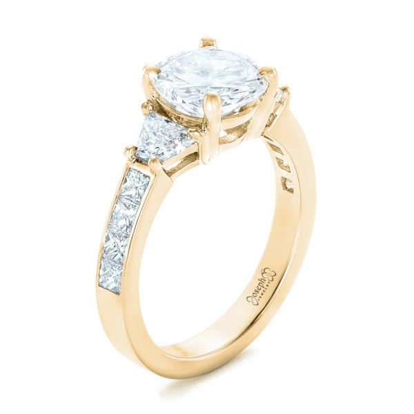 14k Yellow Gold 14k Yellow Gold Custom Three Stone Diamond Engagement Ring - Three-Quarter View - 102807