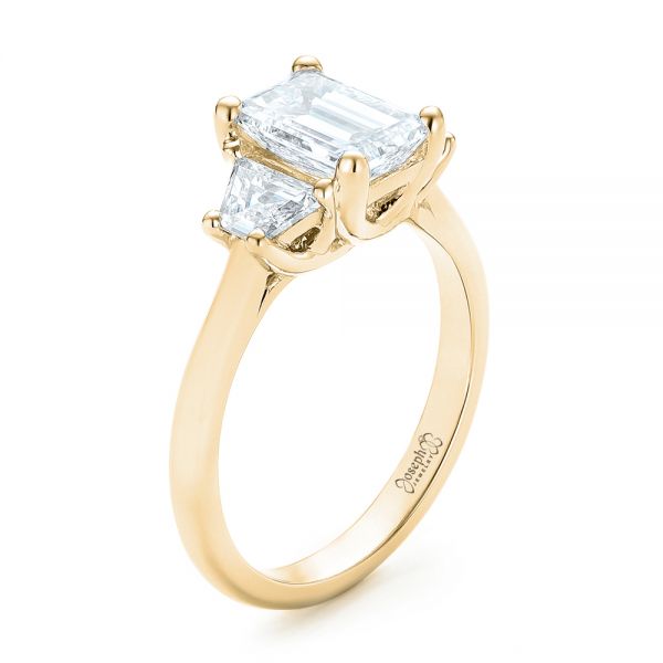 18k Yellow Gold 18k Yellow Gold Custom Three Stone Diamond Engagement Ring - Three-Quarter View - 102899