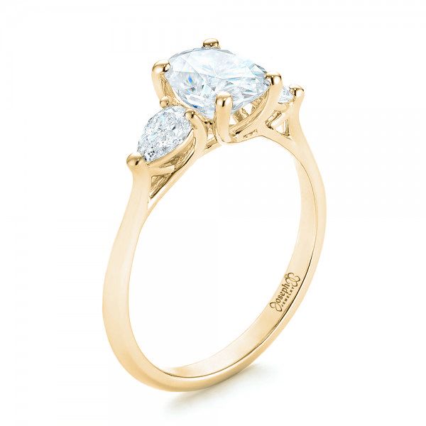 18k Yellow Gold 18k Yellow Gold Custom Three Stone Diamond Engagement Ring - Three-Quarter View - 103035