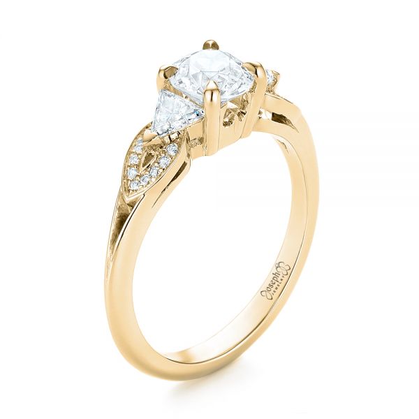 18k Yellow Gold 18k Yellow Gold Custom Three Stone Diamond Engagement Ring - Three-Quarter View -  103839