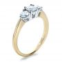 14k Yellow Gold And Platinum Custom Three Stone Diamond Engagement Ring - Three-Quarter View -  1196 - Thumbnail