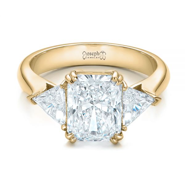 18k Yellow Gold 18k Yellow Gold Custom Three Stone Diamond Engagement Ring - Flat View - 100803
