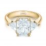 18k Yellow Gold 18k Yellow Gold Custom Three Stone Diamond Engagement Ring - Flat View -  100803 - Thumbnail