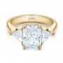 18k Yellow Gold 18k Yellow Gold Custom Three Stone Diamond Engagement Ring - Flat View -  100803 - Thumbnail
