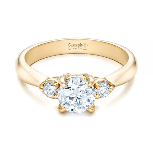 14k Yellow Gold 14k Yellow Gold Custom Three Stone Diamond Engagement Ring - Flat View - 102039