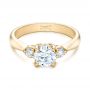 18k Yellow Gold 18k Yellow Gold Custom Three Stone Diamond Engagement Ring - Flat View -  102039 - Thumbnail