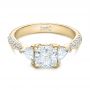 14k Yellow Gold 14k Yellow Gold Custom Three Stone Diamond Engagement Ring - Flat View -  102091 - Thumbnail