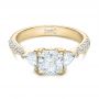 14k Yellow Gold 14k Yellow Gold Custom Three Stone Diamond Engagement Ring - Flat View -  102091 - Thumbnail