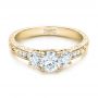 18k Yellow Gold 18k Yellow Gold Custom Three-stone Diamond Engagement Ring - Flat View -  102131 - Thumbnail