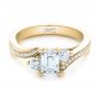 14k Yellow Gold 14k Yellow Gold Custom Three Stone Diamond Engagement Ring - Flat View -  102391 - Thumbnail