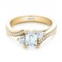 18k Yellow Gold 18k Yellow Gold Custom Three Stone Diamond Engagement Ring - Flat View -  102391 - Thumbnail