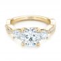 18k Yellow Gold 18k Yellow Gold Custom Three Stone Diamond Engagement Ring - Flat View -  102465 - Thumbnail
