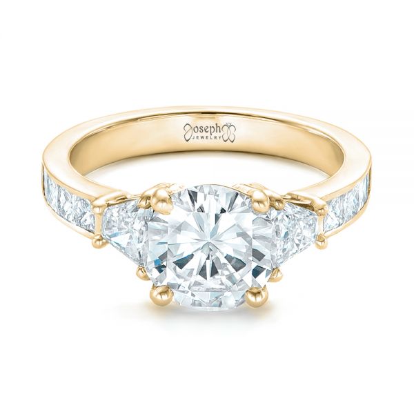 14k Yellow Gold 14k Yellow Gold Custom Three Stone Diamond Engagement Ring - Flat View - 102807