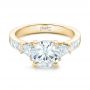18k Yellow Gold 18k Yellow Gold Custom Three Stone Diamond Engagement Ring - Flat View -  102807 - Thumbnail