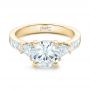 14k Yellow Gold 14k Yellow Gold Custom Three Stone Diamond Engagement Ring - Flat View -  102807 - Thumbnail