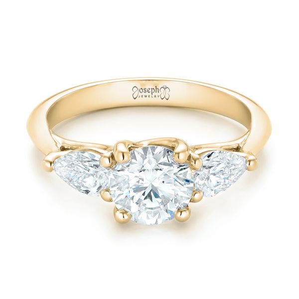 18k Yellow Gold 18k Yellow Gold Custom Three Stone Diamond Engagement Ring - Flat View - 102898