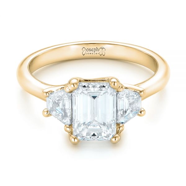 18k Yellow Gold 18k Yellow Gold Custom Three Stone Diamond Engagement Ring - Flat View - 102899