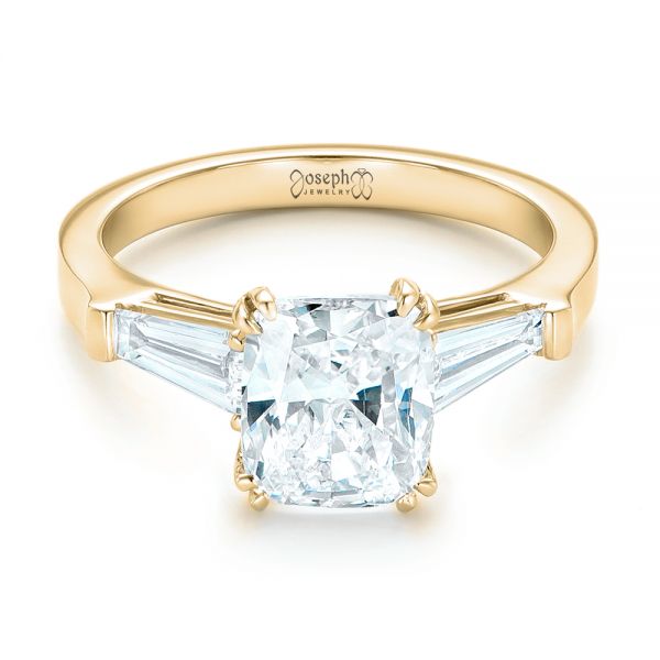 18k Yellow Gold 18k Yellow Gold Custom Three Stone Diamond Engagement Ring - Flat View -  102964